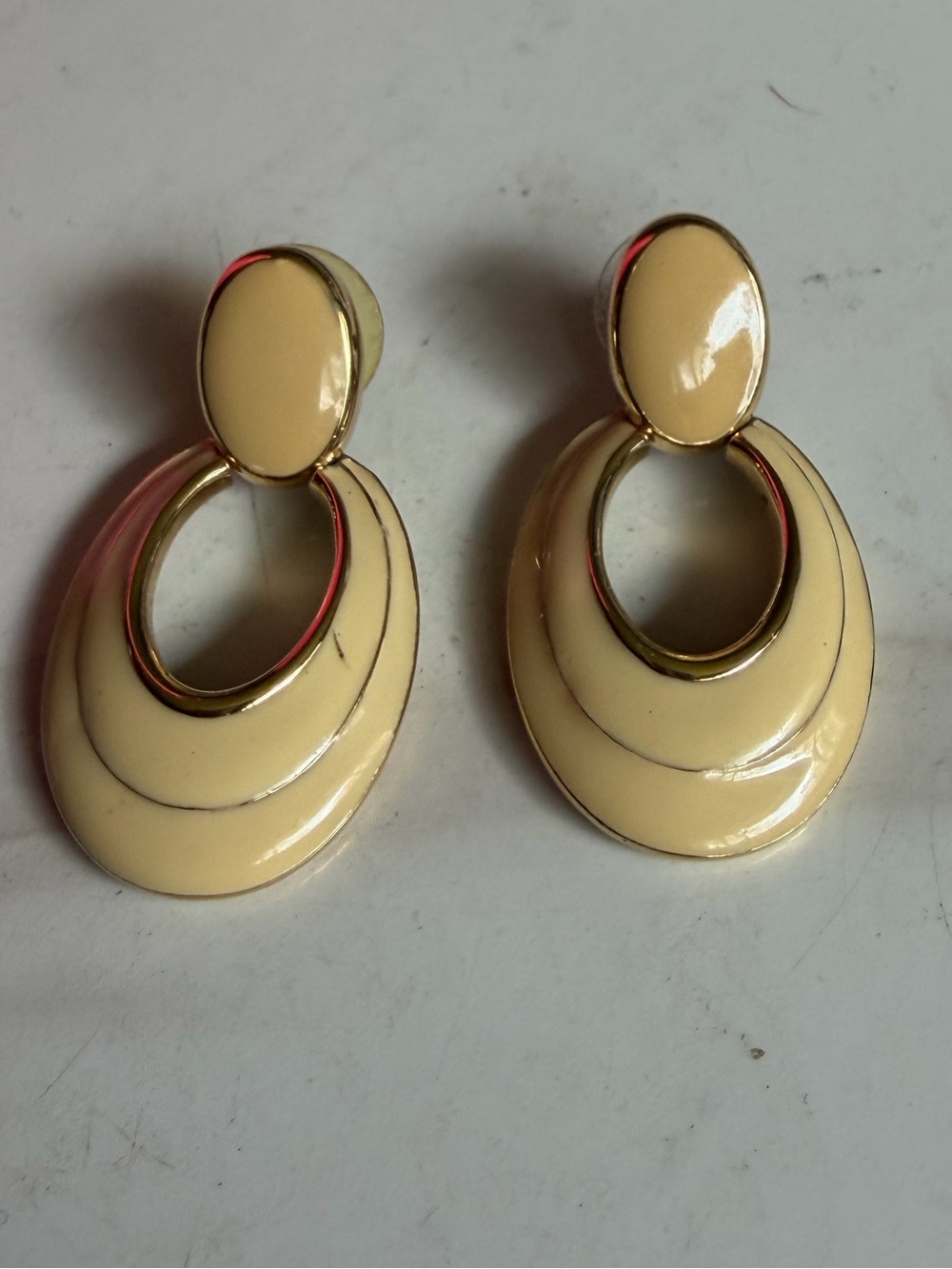 2/$25 Cream Oval Drop Earrings - Women Jewelry